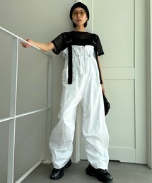 CFT.（シフト）の「ワイドサスペンダーカラーステッチサロペットパンツ（サロペット/オーバーオール）」