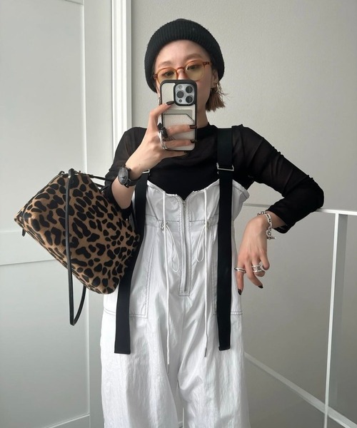 【新品】CFT. 洗える♡ワイドサスペンダーカラーステッチサロペットパンツ セール】ワイドサスペンダーカラーステッチサロペットパンツ