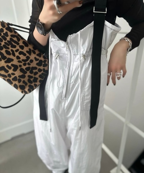 【新品】CFT. 洗える♡ワイドサスペンダーカラーステッチサロペットパンツ CFT. サロペット オーバーオール ワイドサスペンダーカラーステッチ