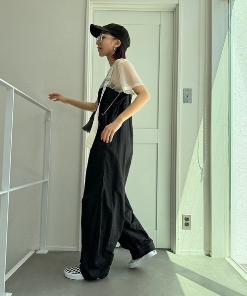 【新品】CFT. 洗える♡ワイドサスペンダーカラーステッチサロペットパンツ セール】ワイドサスペンダーカラーステッチサロペットパンツ