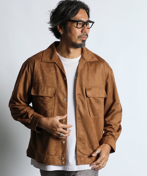 The DUFFER of ST.GEORGE(ザダファーオブセントジョージ)の「FAKE SUEDE OPEN COLLAR SHIRT:フェイクスウェード オープンカラーシャツ 開襟シャツ(シャツ/ブラウス・メンズ・ブラウン/グレイッシュベージュ・X-LARGE/LARGE/MEDIUM)」の3枚目の写真
