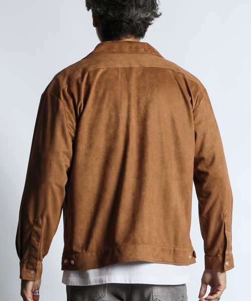 The DUFFER of ST.GEORGE(ザダファーオブセントジョージ)の「FAKE SUEDE OPEN COLLAR SHIRT:フェイクスウェード オープンカラーシャツ 開襟シャツ(シャツ/ブラウス・メンズ・ブラウン/グレイッシュベージュ・X-LARGE/LARGE/MEDIUM)」の8枚目の写真