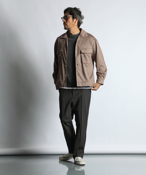 The DUFFER of ST.GEORGE(ザダファーオブセントジョージ)の「FAKE SUEDE OPEN COLLAR SHIRT:フェイクスウェード オープンカラーシャツ 開襟シャツ(シャツ/ブラウス・メンズ・ブラウン/グレイッシュベージュ・X-LARGE/LARGE/MEDIUM)」の6枚目の写真