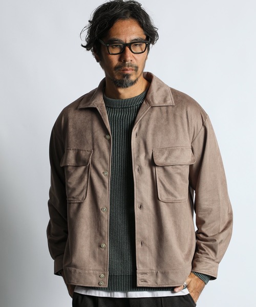 The DUFFER of ST.GEORGE(ザダファーオブセントジョージ)の「FAKE SUEDE OPEN COLLAR SHIRT:フェイクスウェード オープンカラーシャツ 開襟シャツ(シャツ/ブラウス・メンズ・ブラウン/グレイッシュベージュ・X-LARGE/LARGE/MEDIUM)」の5枚目の写真