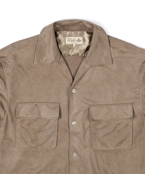 The DUFFER of ST.GEORGE(ザダファーオブセントジョージ)の「FAKE SUEDE OPEN COLLAR SHIRT:フェイクスウェード オープンカラーシャツ 開襟シャツ(シャツ/ブラウス・メンズ・ブラウン/グレイッシュベージュ・X-LARGE/LARGE/MEDIUM)」の12枚目の写真