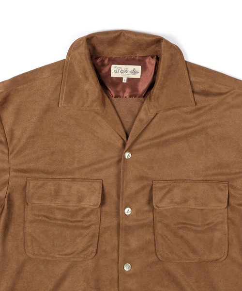 The DUFFER of ST.GEORGE(ザダファーオブセントジョージ)の「FAKE SUEDE OPEN COLLAR SHIRT:フェイクスウェード オープンカラーシャツ 開襟シャツ(シャツ/ブラウス・メンズ・ブラウン/グレイッシュベージュ・X-LARGE/LARGE/MEDIUM)」の11枚目の写真