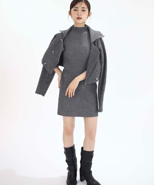 Luan(ルアン)の「【Luan】RIB KNIT ENSEMBLE/リブニットアンサンブル(ニット/セーター・レディース・ブラウン/グレー・FREE)」の1枚目の写真