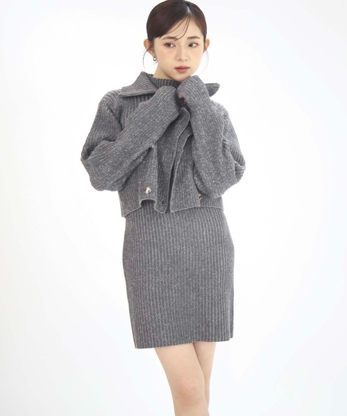 Luan(ルアン)の「【Luan】RIB KNIT ENSEMBLE/リブニットアンサンブル(ニット/セーター・レディース・ブラウン/グレー・FREE)」の4枚目の写真