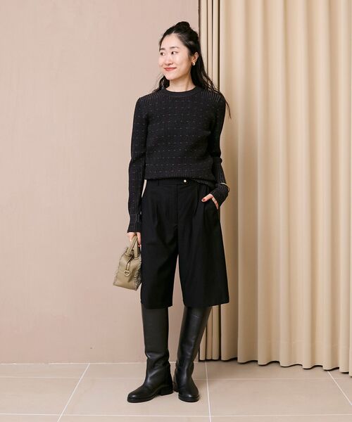 le.coeur blanc(ルクールブラン)の「タックデザインハーフパンツ(その他パンツ・レディース・キャメル/ブラック・38)」の3枚目の写真
