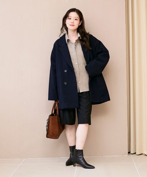 le.coeur blanc(ルクールブラン)の「タックデザインハーフパンツ(その他パンツ・レディース・キャメル/ブラック・38)」の8枚目の写真