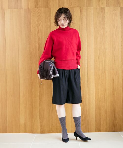 le.coeur blanc(ルクールブラン)の「タックデザインハーフパンツ(その他パンツ・レディース・キャメル/ブラック・38)」の10枚目の写真
