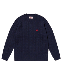 AECA CLOVER CASUAL CABLE KNIT-NAVY