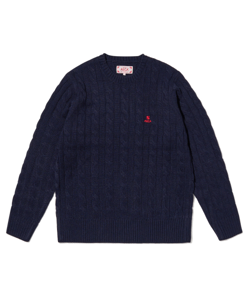 AECA(エイカ)の「AECA CLOVER CASUAL CABLE KNIT-NAVY(ニット/セーター・メンズ・その他・MEDIUM/LARGE/SMALL)」の1枚目の写真