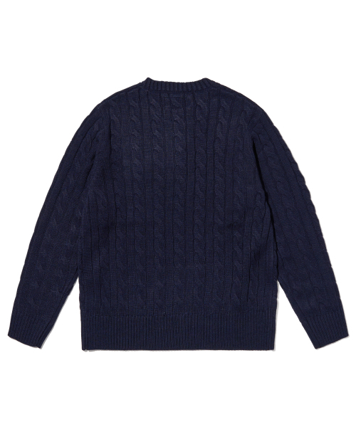 AECA(エイカ)の「AECA CLOVER CASUAL CABLE KNIT-NAVY(ニット/セーター・メンズ・その他・MEDIUM/LARGE/SMALL)」の2枚目の写真