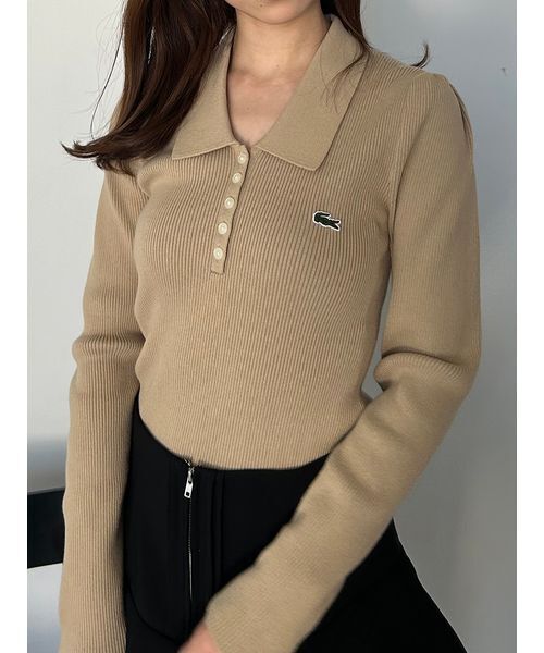 SNIDEL（スナイデル）の「LACOSTE/ポロリブニット（ニット/セーター・レディース・その他/ホワイト/キャメル/グレー・F）」の22枚目の写真