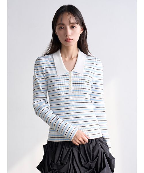 SNIDEL（スナイデル）の「LACOSTE/ポロリブニット（ニット/セーター・レディース・その他/ホワイト/キャメル/グレー・F）」の15枚目の写真