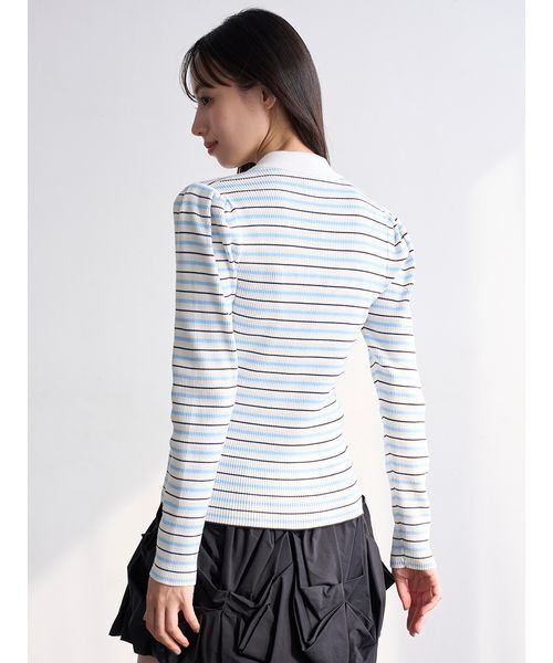 SNIDEL（スナイデル）の「LACOSTE/ポロリブニット（ニット/セーター・レディース・その他/ホワイト/キャメル/グレー・F）」の16枚目の写真