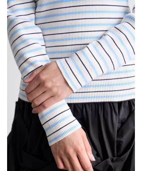 SNIDEL（スナイデル）の「LACOSTE/ポロリブニット（ニット/セーター・レディース・その他/ホワイト/キャメル/グレー・F）」の7枚目の写真