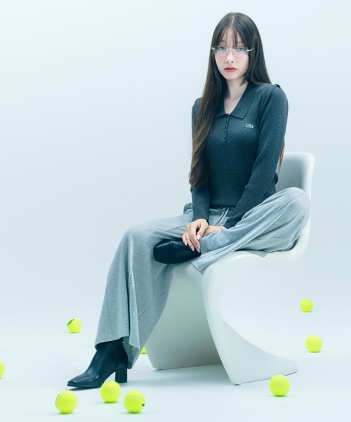 【完売品】SNIDEL スナイデル LACOSTE/ポロリブニット セール】LACOSTE/ポロリブニット（ニット/セーター）｜SNIDEL
