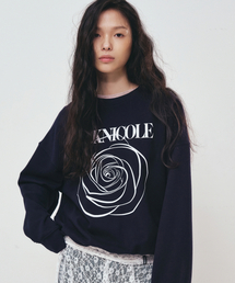 NICOLE ROSE PRINTING SWEATSHIRT_NAVY WHITE