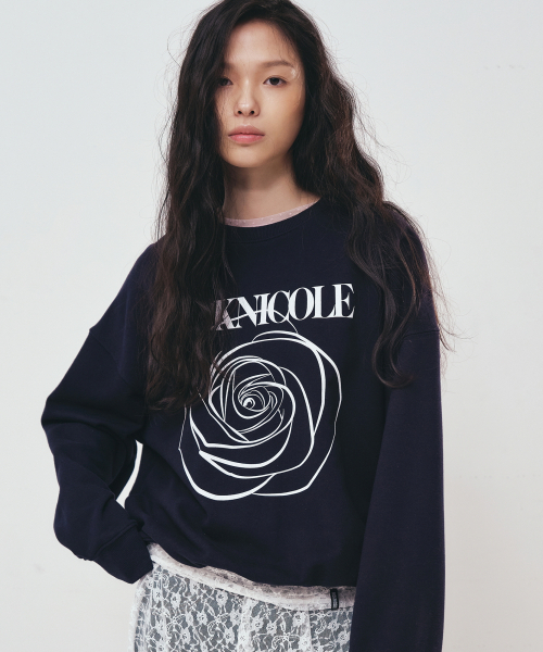 NICK&NICOLE(ニックアンドニコール)の「NICOLE ROSE PRINTING SWEATSHIRT_NAVY WHITE(スウェット・レディース・その他・FREE)」の1枚目の写真