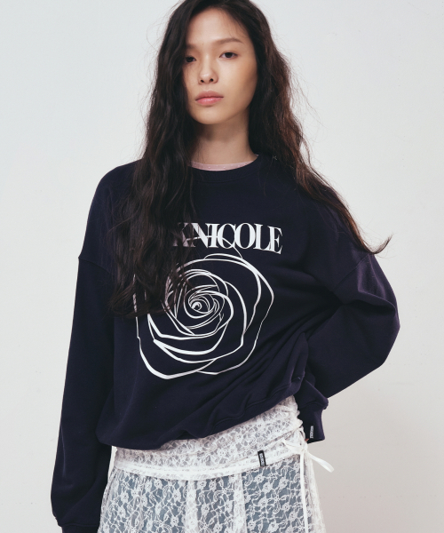 NICK&NICOLE(ニックアンドニコール)の「NICOLE ROSE PRINTING SWEATSHIRT_NAVY WHITE(スウェット・レディース・その他・FREE)」の2枚目の写真