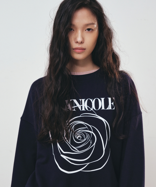NICK&NICOLE(ニックアンドニコール)の「NICOLE ROSE PRINTING SWEATSHIRT_NAVY WHITE(スウェット・レディース・その他・FREE)」の3枚目の写真