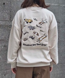 Lazyアニマル刺繍トレーナー