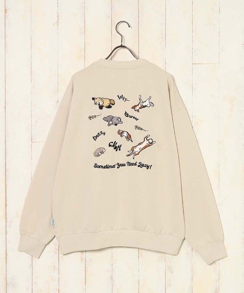 Bleu Bleuet（ブルーブルーエ）の「Lazyアニマル刺繍トレーナー（スウェット・レディース・アイボリー/ダークグリーン/キナリ・M/L）」の11枚目の写真