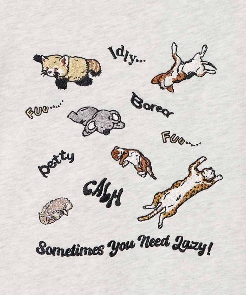 Bleu Bleuet（ブルーブルーエ）の「Lazyアニマル刺繍トレーナー（スウェット・レディース・アイボリー/ダークグリーン/キナリ・M/L）」の14枚目の写真