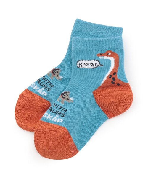 kladskap(クレードスコープ)の「かかと恐竜ショートソックス(ソックス/靴下・キッズ・マスタード/ターコイズブルー・11-13cm/M(16-18cm)/S(13-15cm)/L(18-20cm))」の2枚目の写真