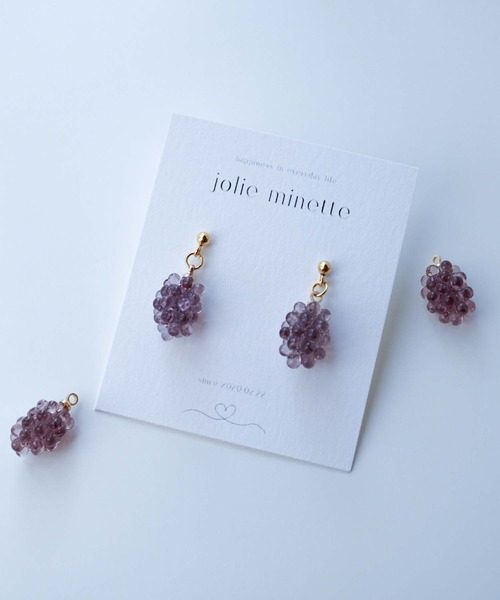 CERCA(チェルカ)の「jolie minette/ミニ ぶどう ピアス/アレルギー対応(ピアス(両耳用)・レディース・グリーン/パープル系その他/イエロー系その他・FREE)」の2枚目の写真