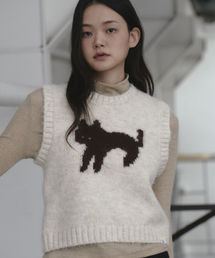 THE GREEN LAB（ザグリーンラボ）の「ネコジャカードベストベスト [オートミール]（ベスト）」