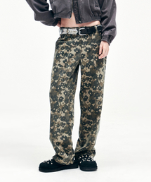 CAMO FLOWER FATIGUE PANTS KHAKI