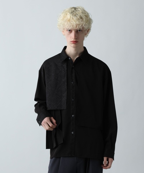 HARE（ハレ）の「ジャガードアシメプリーツシャツ(HARE)（シャツ/ブラウス・メンズ・グレー/ブルー/ブラック/パープル/グリーン/ライトグレー・FREE）」の12枚目の写真