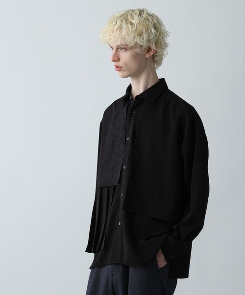 HARE（ハレ）の「ジャガードアシメプリーツシャツ(HARE)（シャツ/ブラウス・メンズ・グレー/ブルー/ブラック/パープル/グリーン/ライトグレー・FREE）」の13枚目の写真