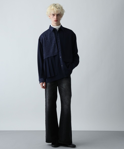 ジャガードアシメプリーツシャツ(HARE)（シャツ/ブラウス）｜HARE