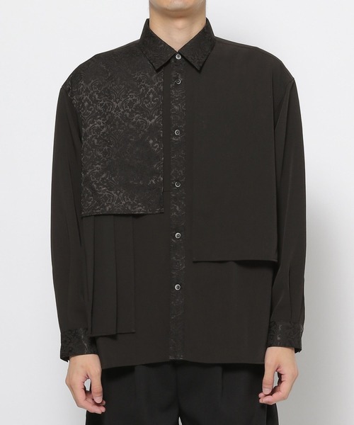 HARE（ハレ）の「ジャガードアシメプリーツシャツ(HARE)（シャツ/ブラウス・メンズ・グレー/ブルー/ブラック/パープル/グリーン/ライトグレー・FREE）」の16枚目の写真