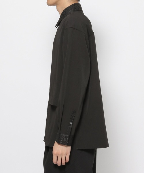 HARE（ハレ）の「ジャガードアシメプリーツシャツ(HARE)（シャツ/ブラウス・メンズ・グレー/ブルー/ブラック/パープル/グリーン/ライトグレー・FREE）」の17枚目の写真