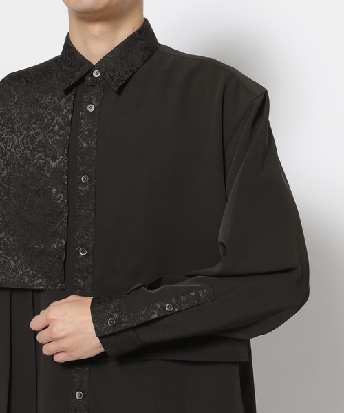 HARE（ハレ）の「ジャガードアシメプリーツシャツ(HARE)（シャツ/ブラウス・メンズ・グレー/ブルー/ブラック/パープル/グリーン/ライトグレー・FREE）」の21枚目の写真