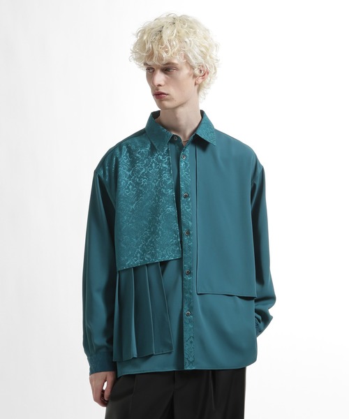 SET UP対応】ジャガードアシメプリーツシャツ(HARE)（シャツ/ブラウス