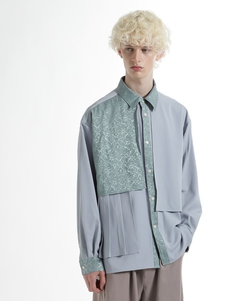 SET UP対応】ジャガードアシメプリーツシャツ(HARE)（シャツ/ブラウス