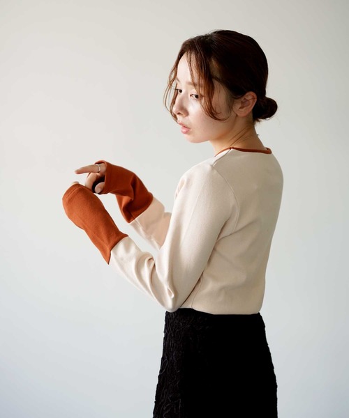 Bulue.(ブルー)の「【Bulue.】リブ袖配色トップス(Tシャツ/カットソー・レディース・グレー/チャコールグレー/アイボリー・FREE)」の12枚目の写真