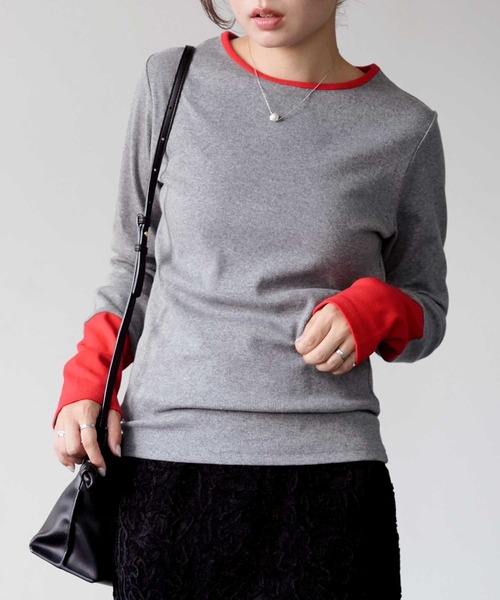 Bulue.(ブルー)の「【Bulue.】リブ袖配色トップス(Tシャツ/カットソー・レディース・グレー/チャコールグレー/アイボリー・FREE)」の20枚目の写真