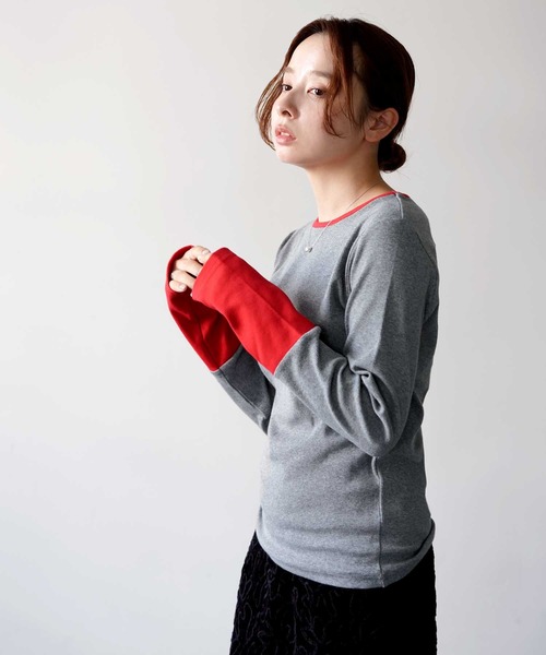 Bulue.(ブルー)の「【Bulue.】リブ袖配色トップス(Tシャツ/カットソー・レディース・グレー/チャコールグレー/アイボリー・FREE)」の16枚目の写真