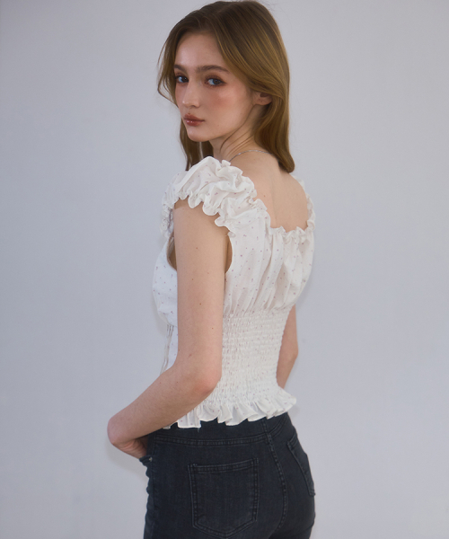 ROSEFRANTZ（ロゼフランツ）の「Frill Shirring Sleeveless [Flower]（シャツ/ブラウス・レディース・アイボリー・MEDIUM/SMALL）」の6枚目の写真