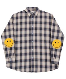 GRAVER（グレーバー）の「[UNISEX] Elbow Dot Smile Loose Fit Check Shirt_Cream（シャツ/ブラウス）」