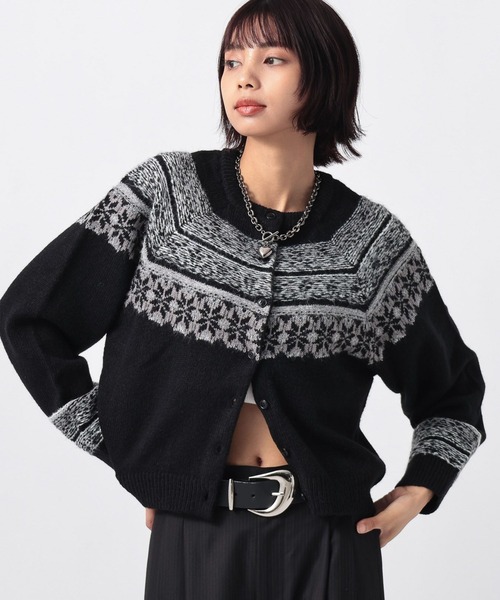 PAGEBOY(ページボーイ)の「ノルディックコンパクトカーディガン(カーディガン/ボレロ・レディース・ブラック/グレー/ネイビー・FREE)」の1枚目の写真