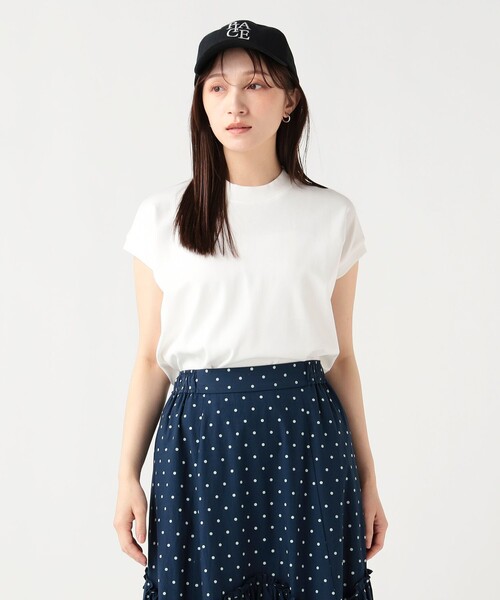 BEAMS HEART（ビームスハート）の「ハイネック フレンチスリーブ プルオーバー（Tシャツ/カットソー・レディース・グレー/オフホワイト/ブラック/その他・FREE）」の3枚目の写真