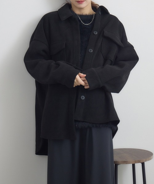 RU.TI.LE（ルチル）の「【RU.TI.LE】裏起毛コーデュロイジャケット（その他アウター・レディース・ブラック/アイボリー・MEDIUM）」の2枚目の写真